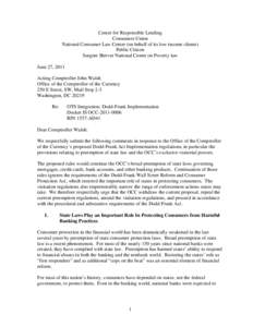 Federal preemption / Dodd–Frank Wall Street Reform and Consumer Protection Act / Office of Thrift Supervision / Law / Government / Bank regulation in the United States / United States federal banking legislation / Office of the Comptroller of the Currency / Financial regulation