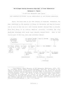 The Alleged Gresley-Swinnerton Marriage: A Closer Examination Nathaniel L. Taylor © [removed]Nathaniel Lane Taylor Last modified[removed]: do not redistribute or cite without permission  Alice, the first wife of Sir 