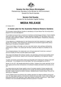 A master plan for the Australian National Botanic Gardens - media release 21 October 2014