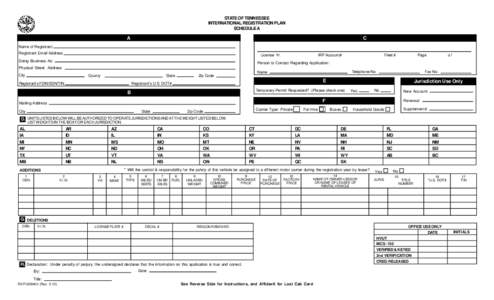 International Registration Plan Schedule A