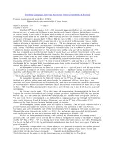 Southern Campaign American Revolution Pension Statements & Rosters Pension Application of Jacob Hyre W7856 Transcribed and annotated by C. Leon Harris State of Virginia } SS (A copy) County of Lewis }