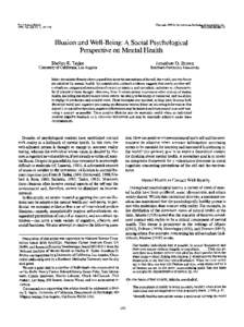 Copyright 1988 by the American Psychological Association, Inc[removed]/$[removed], No. 2,[removed]Illusion and Well-Being: A Social Psychological