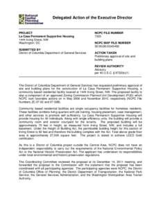 Delegated Action of the Executive Director  PROJECT La Casa Permanent Supportive Housing 1444 Irving Street, NW Washington, DC