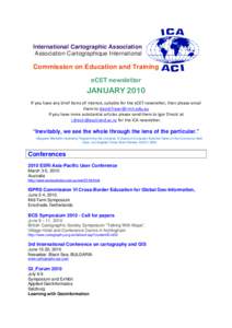 International Cartographic Association Association Cartographique International Commission on Education and Training eCET newsletter