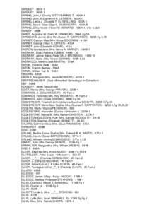 EARDLEY - 390A-1 EARDLEY - 390B-1 EARING, John, I (Charity GITTY/EARING-?) - 430A-1 EARING, John, II (Catherine A. LATIMER) - 430A-1 EARING, Leslie J. (Drusella T. FLEWELLING) - 430A-1 EARING, Melvin Dean (Opal L. DAUGHE