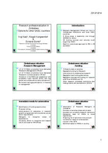 [removed]Research professionalization in Zimbabwe: Options for other SADC countries