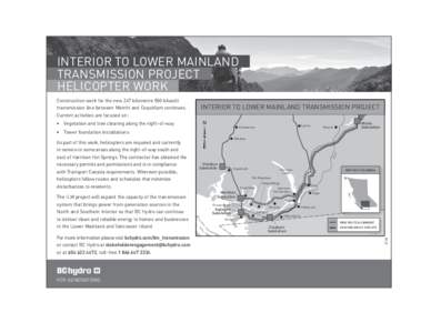 Lower Mainland / South Coast of British Columbia / BC Hydro / Harrison Hot Springs /  British Columbia / Coquitlam / BC Transmission Corporation / British Columbia / Geography of Canada / Hydroelectricity in Canada