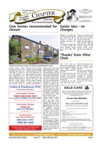 Published at: First Floor, Town Council Offices, Civic Hall Square, Shildon, DL4 1AH.  Friday 18th April 2014