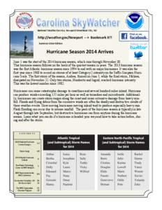 National Weather Service, Newport/Morehead City, NC  http://weather.gov/Newport —> Bookmark it!! Summer 2014 Edition  Hurricane Season 2014 Arrives