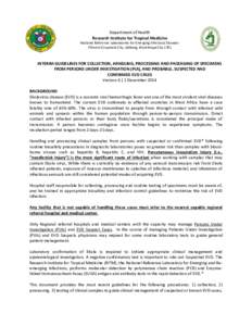 Department of Health Research Institute for Tropical Medicine National Reference Laboratories for Emerging Infectious Diseases Filinvest Corporate City, Alabang, Muntinlupa CityINTERIM GUIDELINES FOR COLLECTION, H