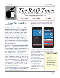 RAG TIMES  DECEMBER 2014 The RAG Times The official newsletter for the Rhode Island Apple Group