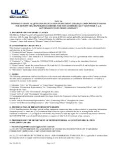 DOC 3A DEFENSE FEDERAL ACQUISITION REGULATION SUPPLEMENT (DFARS) FLOWDOWN PROVISIONS FOR SUBCONTRACTS/PURCHASE ORDERS FOR NON-COMMERCIAL ITEMS UNDER A U.S. GOVERNMENT DOD PRIME CONTRACT A. INCORPORATION OF DFARS CLAUSES 