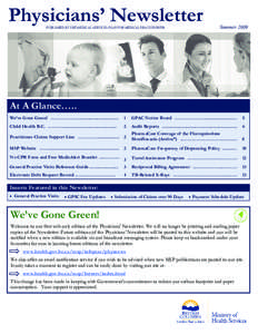 Physician Newsletter July 2009