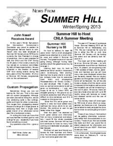 News From  Summer Hill Winter/Spring 2013 John Nassif