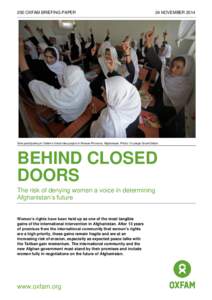 Behind Closed Doors: The risk of denying women a voice in determining Afghanistan’s future