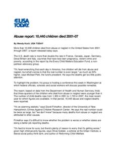         Abuse report: 10,440 children died[removed]