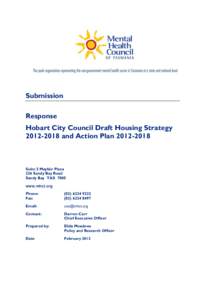 Submission Response Hobart City Council Draft Housing Strategy[removed]and Action Plan[removed]Suite 5 Mayfair Plaza