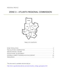 REGIONAL PROFILE  ZONE 3 – ATLANTA REGIONAL COMMISSION TABLE OF CONTENTS 	
  