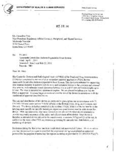 DEPARTMENT OF HEALTH & HUMAN SERVICES  Public Health Service Food and Drug Administration[removed]New Hampshire Avenue Document Control Room -WO66-G609