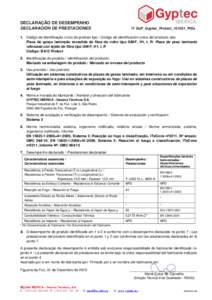 DECLARAÇÃO DE DESEMPENHO DECLARACIÓN DE PRESTACIONES Nº DoP_Gyptec_Protect_151201_PtEs  1. Código de identificação único do produto tipo / Código de identificación única del producto tipo: