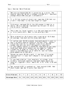 Microsoft Word - DecimalWordProblems68quiz.doc