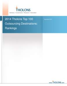 2014 Tholons Top 100 Outsourcing Destinations: Rankings December 2013