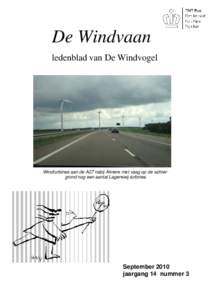 De Windvaan ledenblad van De Windvogel Windturbines aan de A27 nabij Almere met vaag op de achtergrond nog een aantal Lagerweij-turbines  September 2010