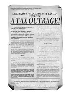 History Reveals an Approach of Fair Tax Policy toward the Adirondack Region by the State Forestry Commission and the State Legislature G O VE RN O R’S PRO PO SE D STATE TAX CAP W O U L D BE