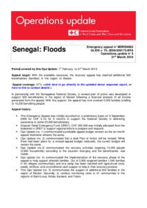 Senegal: Floods  Emergency appeal n° MDRSN002 GLIDE n° FL[removed]BFA Operations update n° 5 21st March 2010