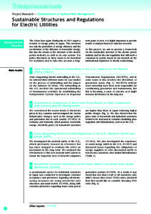 ２ Principal Research Results Project Research ― Establishment of Optimal Risk Management Sustainable Structures and Regulations for Electric Utilities