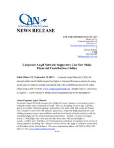 Leonard Greene / Corporate Angel Network / White Plains /  New York / CAN
