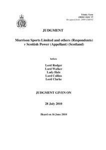 Morrison Sports Limited and others (Respondents) v Scottish Power (Appellant) (Scotland)