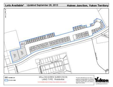 Lots Available*  Haines Junction, Yukon Territory Updated September 26, 2013