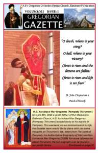A St. Gregorios Orthodox Syrian Church, Elmhurst Publication  VOLUME:XI I APRIL 2013