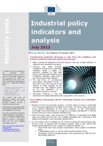 Monthly note In October 2012, the EU adopted a new Industrial Policy Communication in order to favour a