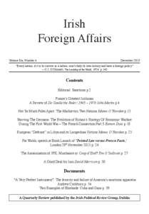 Irish Foreign Affairs Volume Six, Number 4 December 2013