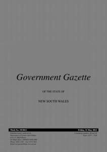 Government Gazette OF THE STATE OF NEW SOUTH WALES  Week No[removed]