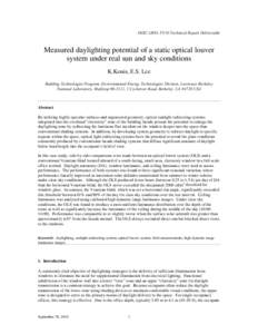 Measured daylighting potential of a static optical louver system under real sun and sky conditions