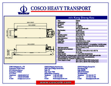 COSCO HEAVY TRANSPORT m/v Kang Sheng Kou Flag:	Chinese Classification:	 CCS DP System: