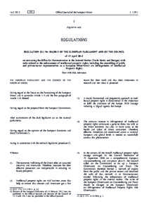 Regulation (EU) No[removed]of the European Parliament and of the Council of 19 April 2012 on entrusting the Office for Harmonization in the Internal Market (Trade Marks and Designs) with tasks related to the enforcement