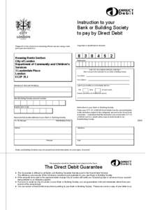 Housing rent direct debit form - instruction to your bank or building society