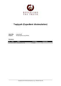 Taqiyyah (Expedient dissimulation)  Work file: