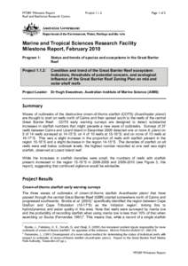 MTSRF Milestone Report Reef and Rainforest Research Centre Project[removed]Page 1 of 5