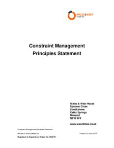 Constraint Management Principles Statement Wales & West House Spooner Close Coedkernew