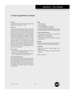 ITWOM-JV[removed]:20 AM Page 43  Activity 6—At a Glance Is There Water on Mars? An Educator’s Guide With Activities for Physical and Earth and Space Science  Is There Liquid Water on Mars?