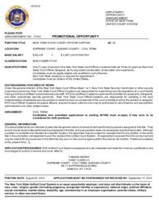 UCS-23 EMPLOYMENT OPPORTUNITY ANNOUNCEMENT STATE OF NEW YORK UNIFIED COURT SYSTEM