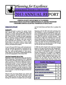 Planning for Excellence HERKIMER-ONEIDA COUNTIES 2013 ANNUAL REPORT ONEIDA COUNTY DEPARTMENT OF PLANNING HERKIMER-ONEIDA COUNTIES COMPREHENSIVE PLANNING PROGRAM