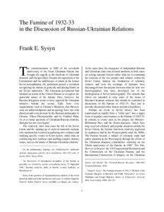 The Famine of[removed]in the Discussion of Russian-Ukrainian Relations
