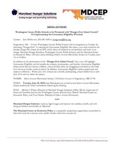 Geography of the United States / Washington County Public Schools / Maryland / Hunger / Salem /  Oregon / Salem /  Massachusetts / Hunger Task Force /  Inc. / New York City Coalition Against Hunger / Hagerstown Metropolitan Area / Washington County /  Maryland / Hagerstown /  Maryland