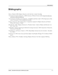 BIBLIOGRAPHY  Bibliography Ashton, Elizabeth[removed]Religious Education in the Early Years. London: Routledge “The Centre for Inclusive Education”, (2008) University of Western Ontario [online] http://www.edu.uwo. ca